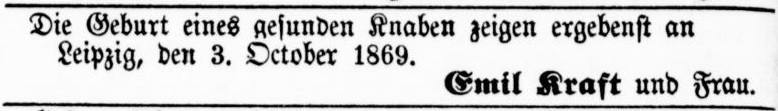 Geburtsanzeige Robert Kraft Leipziger Tageblatt 1875-10-05.jpg